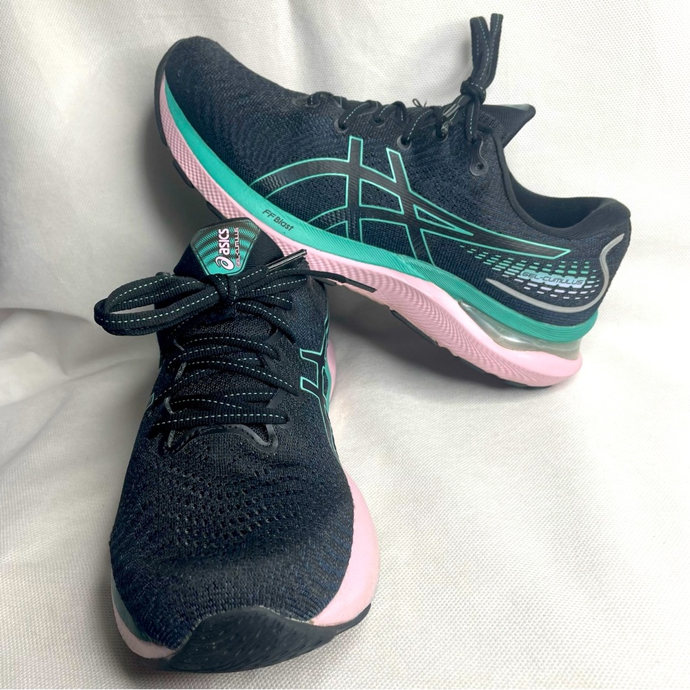 Asics Gel-Cumulus Sneakers Womens Size US 9.5 Black Aqua Running Shoes Athletic
